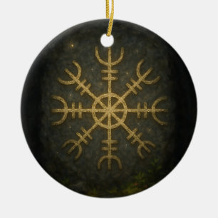 Runestone AEgishjálmur - Ancient Norse Protection Julgransprydnad Keramik