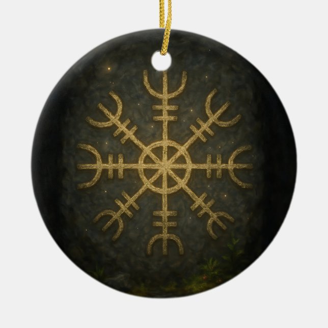 Runestone AEgishjálmur - Ancient Norse Protection  Julgransprydnad Keramik (Framsidan)