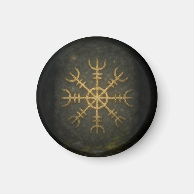 Runestone AEgishjálmur - Ancient Norse Protection  Magnet (Framsidan)