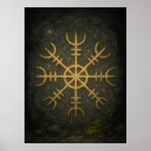 Runestone AEgishjálmur - Ancient Norse Protection Poster