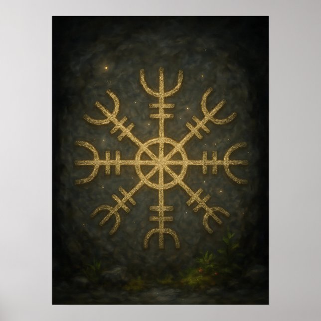Runestone AEgishjálmur - Ancient Norse Protection  Poster (Framsidan)