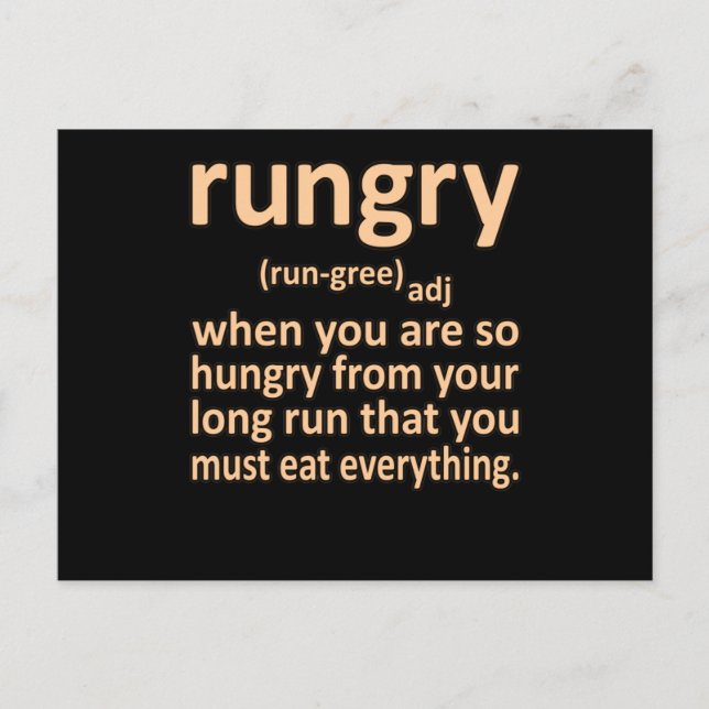 Rungry Definition Half Marathon Runner Running Gra Inbjudan Vykort (Framsida)