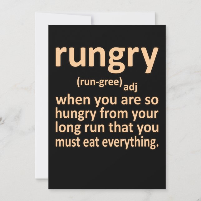 Rungry Definition Half Marathon Runner Running Gra Tack Kort (Framsida)