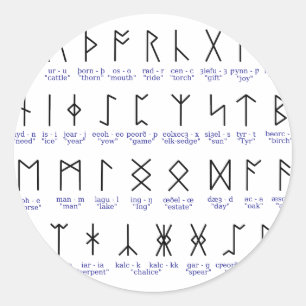 Runic alfabet runt klistermärke