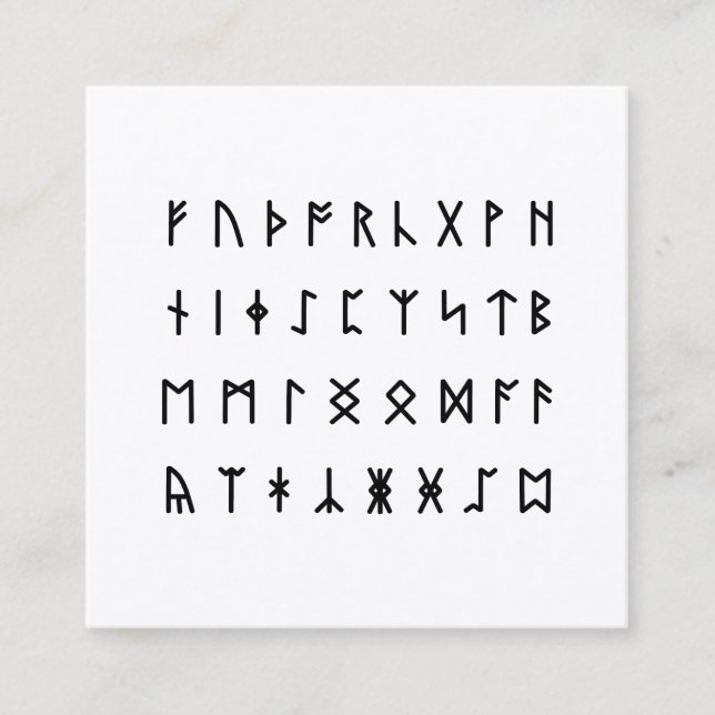 Runic Alphabet [Futhorc] Fyrkantigt Visitkort (Framsida)