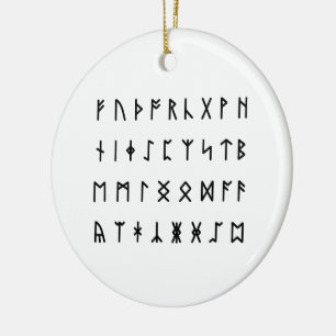 Runic Alphabet [Futhorc] Julgransprydnad Keramik