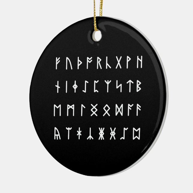 Runic Alphabet [Futhorc] Julgransprydnad Keramik (Vänster)