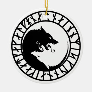 Runic Dire Varg viking norse nordiska runes Julgransprydnad Keramik