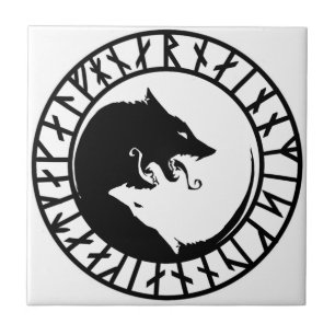 Runic Dire Varg viking norse nordiska runes Kakelplatta