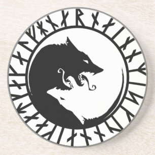 Runic Dire Varg viking norse nordiska runes Underlägg Sandsten