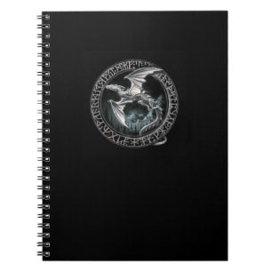 Runic silverdrakeanteckningsbok anteckningsbok med spiral