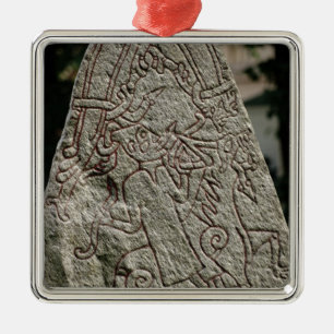 Runic sten julgransprydnad metall