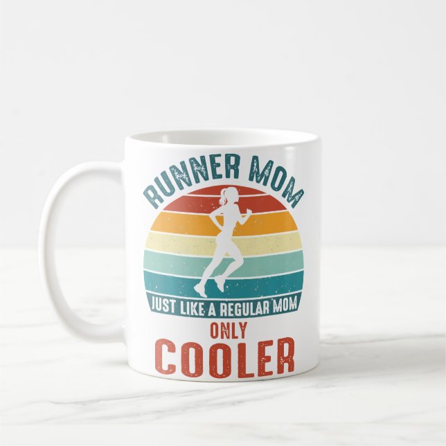 Runner Mom Cool Running Girl Future Marathon Mothe Kaffemugg (Vänster)