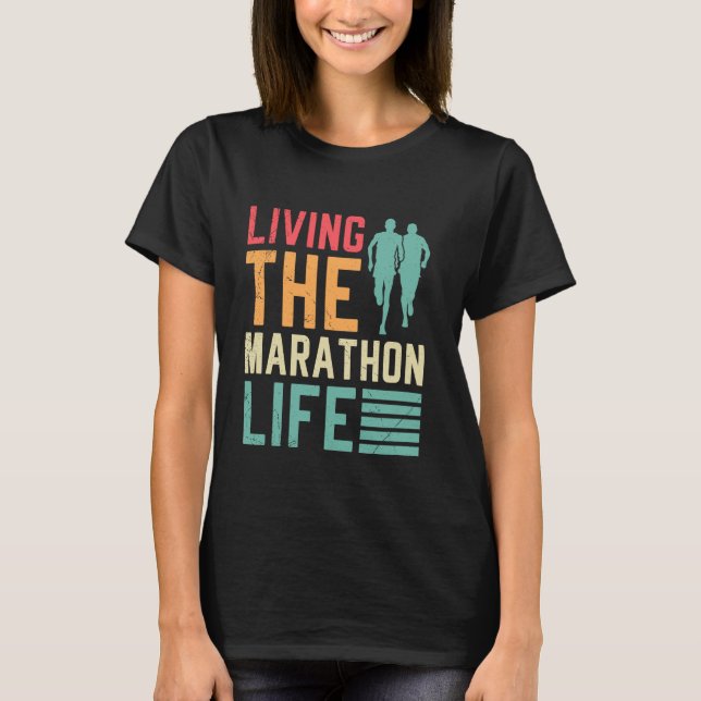 Runners LIVING THIS MARATHON LIFE Funny Marathon T Shirt (Framsida)