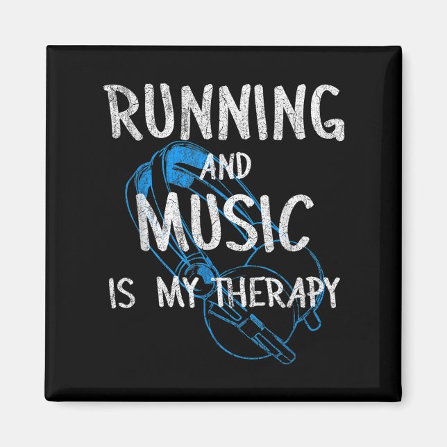 Running And Music Is My Therapy Headphones Design  Magnet (Framsidan)