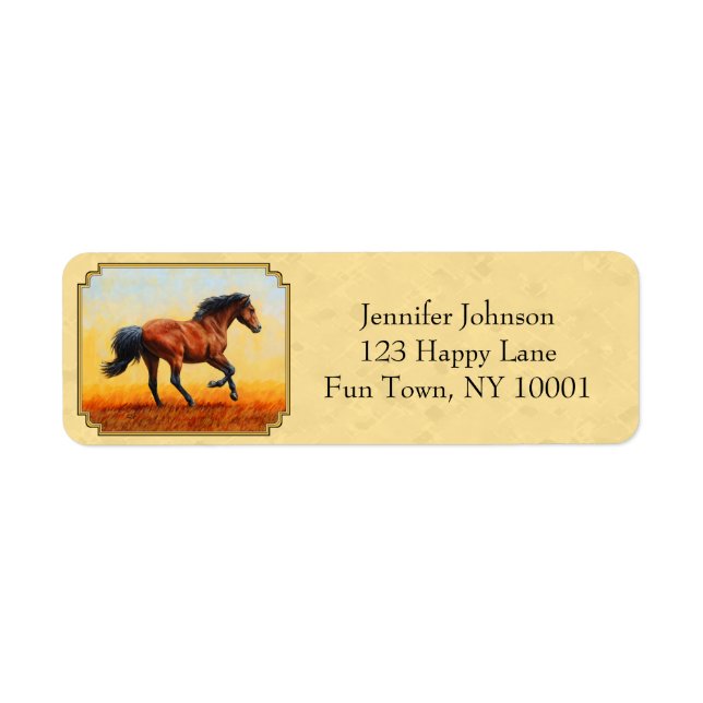 Running Bay Horse Gult Returadress Etikett (Framsidan)