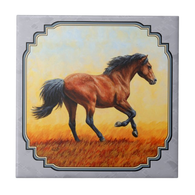 Running Bay Horse Slate Grått Kakelplatta (Framsidan)