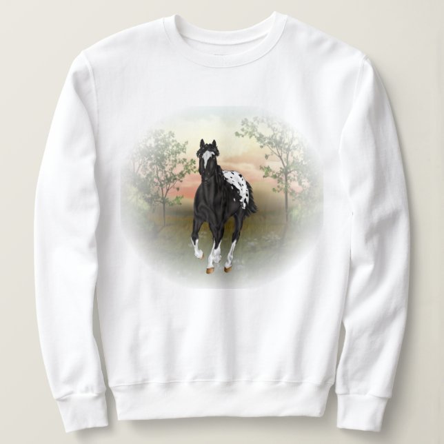 Running Black Appaloosa Horse T Shirt (Design framsida)