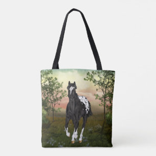 Running Black Appaloosa Horse Tygkasse