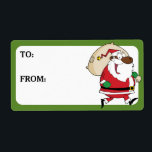 Running Black Santa Printing Gift-etikett Fraktsedel<br><div class="desc">Köra etiketten Svart jultomte Gift © GraphicFactory.com</div>