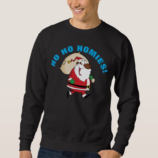 Running Black Santa Shirt Långärmad Tröja (Framsida)