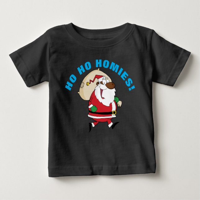 Running Black Santa Shirt T Shirt (Framsida)