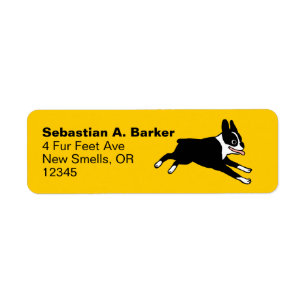 Running Boston Terrier Tecknad hund Returadress Etikett