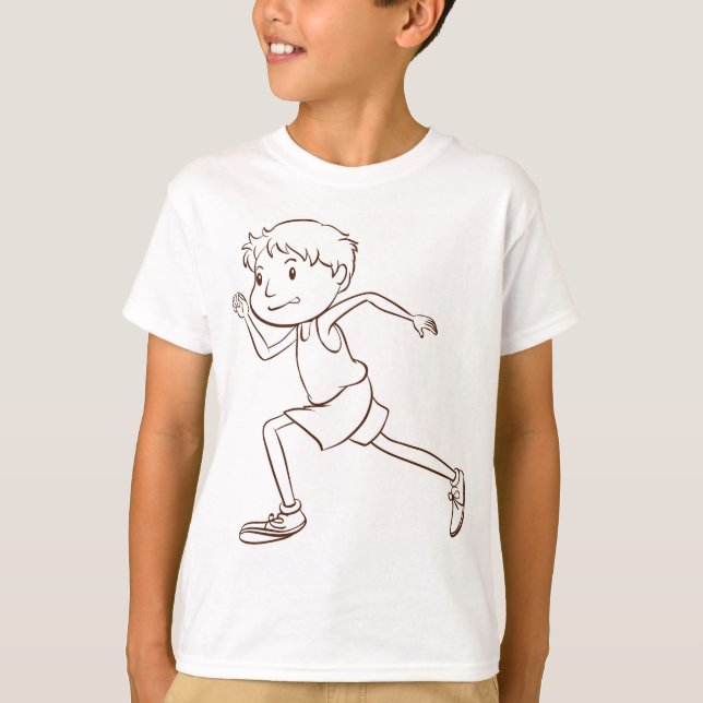 Running Boy Stick figur Tee Shirt (Framsida)