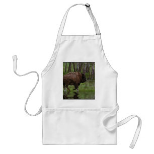Running Buffalo & Forest, Bison-älskare Design Förkläde