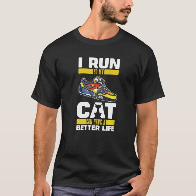 Running Cat Run Jogging  Jogger Runner T Shirt (Framsida)