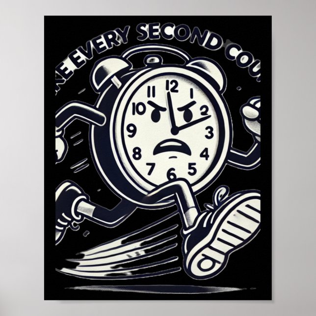 Running Clock Make Every Second Count Sticker  Poster (Framsidan)