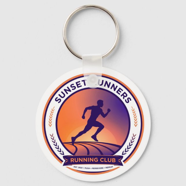 Running Club Sunset Runner Keychain Nyckelring (Framsida)