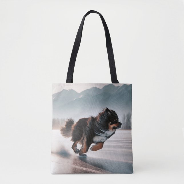 Running Dog Tote Bag Tygkasse (Framsida)