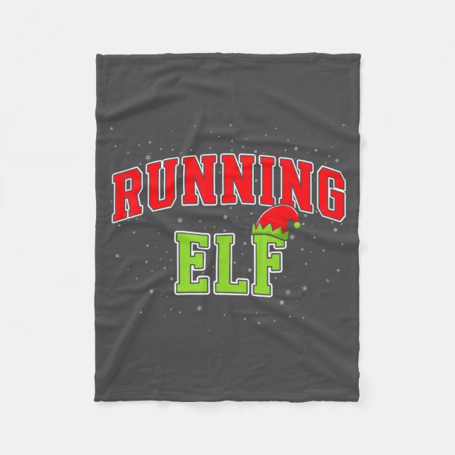Running Elf Christmas Family Matching Group Xmas R Fleecefilt (Framsidan)
