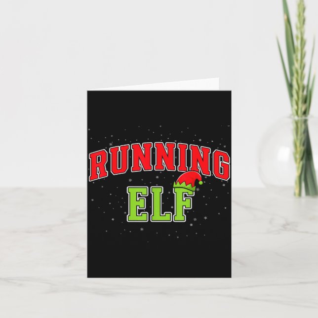 Running Elf Christmas Family Matching Group Xmas R Kort (Framsida)