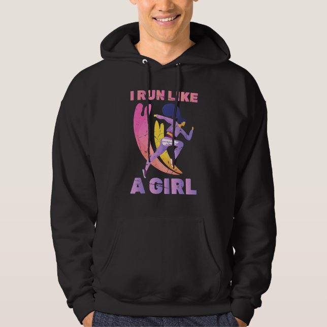 Running - en flicka gillar Springa - Marathon - Jo Hoodie (Framsida)
