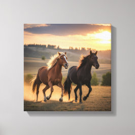 Running Free at Sunset – Wild Horse Duo Wall Art Canvastryck