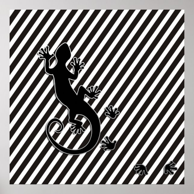 Running Gecko | Svart rand Poster (Framsidan)