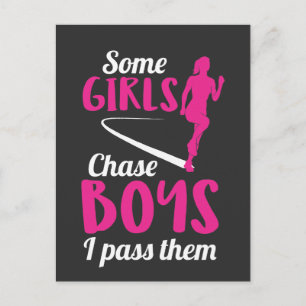 Running Girl Springer Marathon Woman Marathoner Vykort
