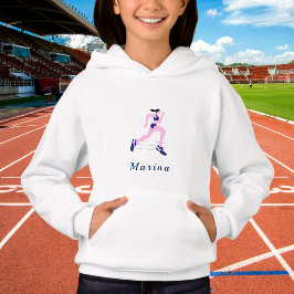 Running Girl Track & Fält Cross country Kids Namn T Shirt