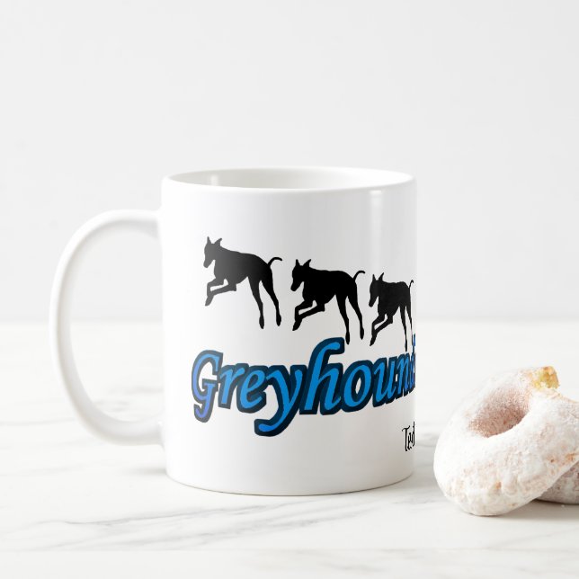 Running Greyhounds Hund älskare Personlig Kaffemugg (Med munk)