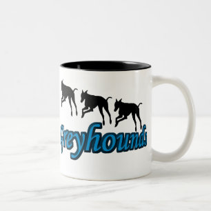 Running Greyhounds Hund älskare Två-Tonad Mugg