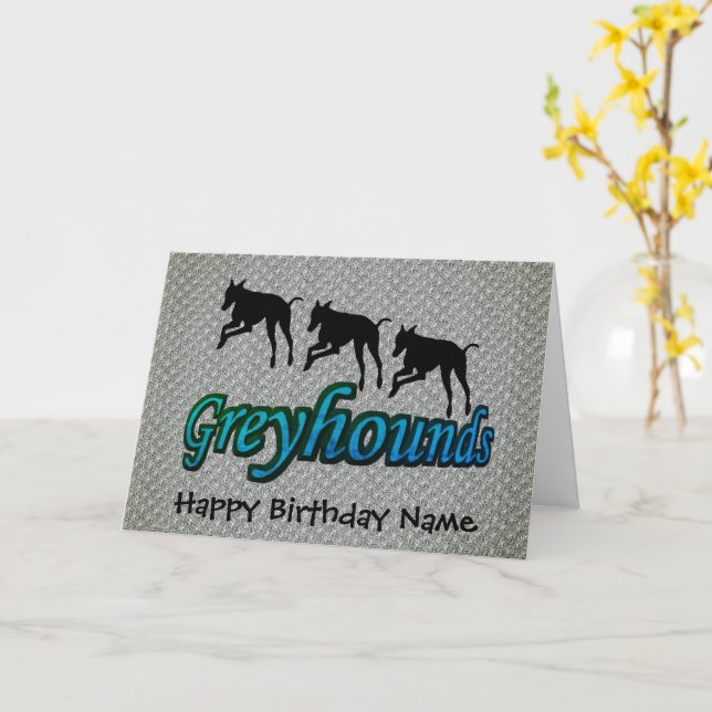 Running Greyhounds Personlig Birthday Kort (Gul blomma)