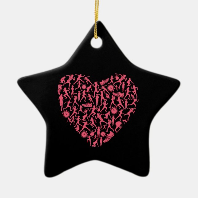 Running Heart - Women Springer Silhouettes Julgransprydnad Keramik (Framsidan)