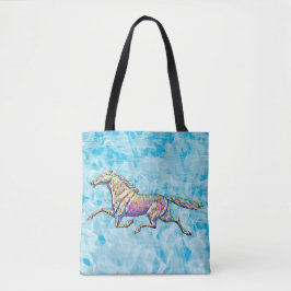 Running Horse Art Colorful Tote Bag Tygkasse