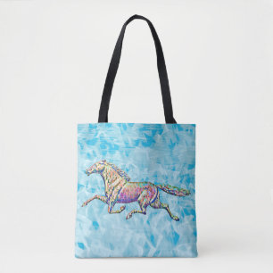Running Horse Art Colorful Tote Bag Tygkasse