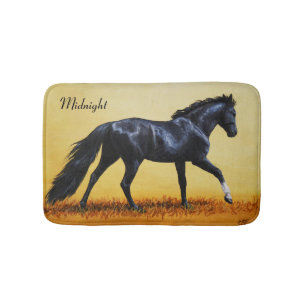 Running Horse Black Stallion Badrumsmatta