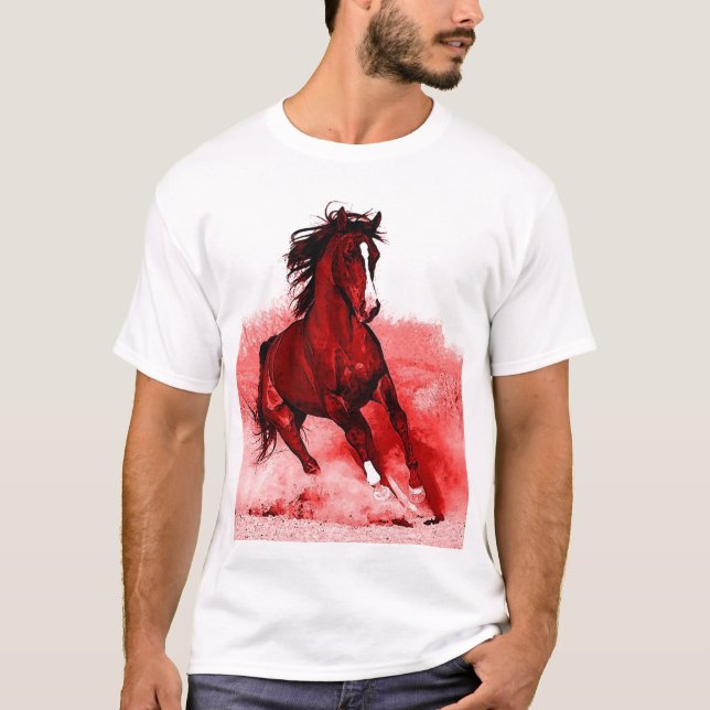 Running Horse Browny Red Artwork T Shirt (Framsida)