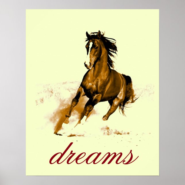 Running Horse Dreams Motivational Artwork Poster (Framsidan)