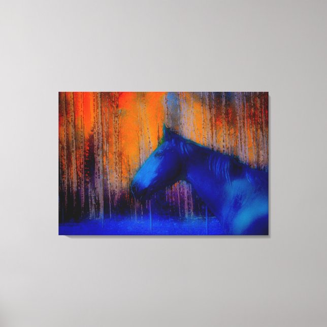 Running Horse & Forest Horse-älskare Modern Art Canvastryck (Framsida)